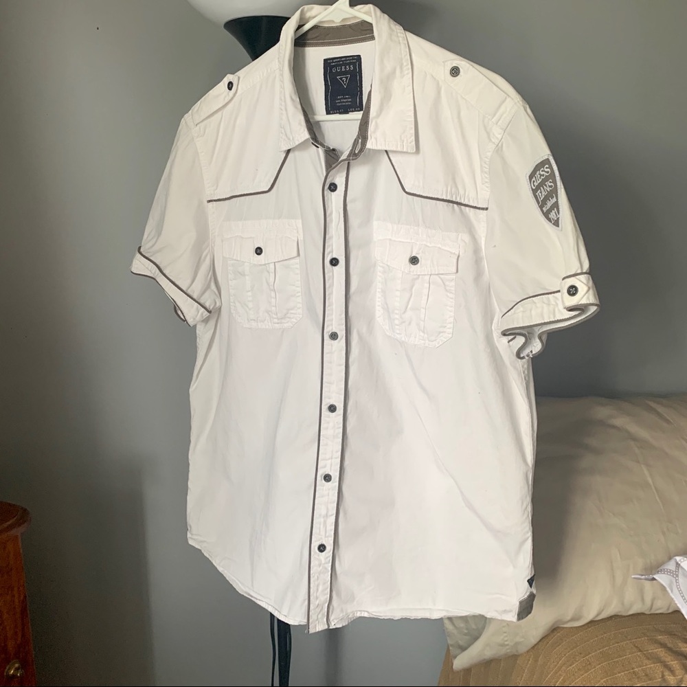 Guess White Button Down Shirt